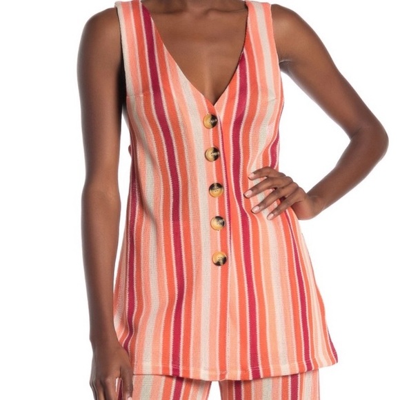 Free People Tops - Free People Bridget Striped Buttondown Tank Top